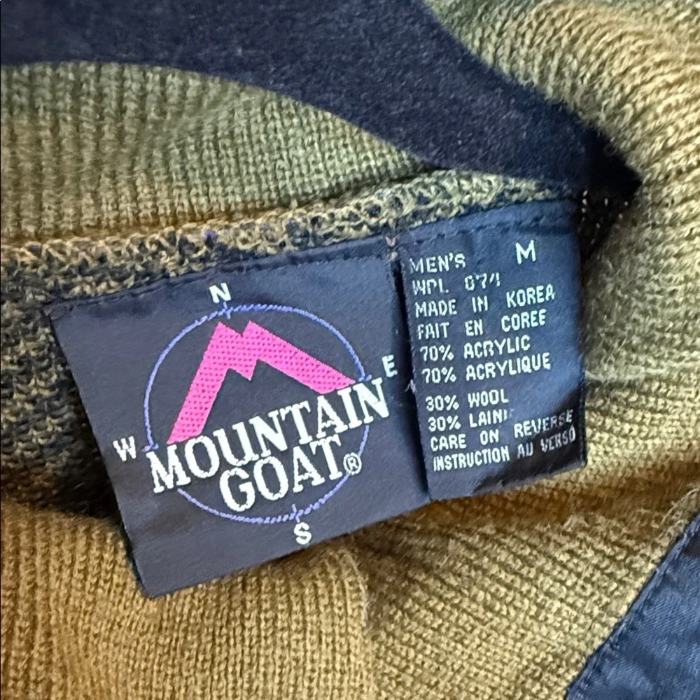 Mountain Goat Vintage Chevron Pattern Sweater with Blue Accents